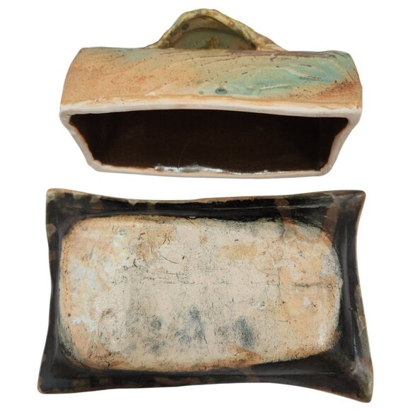 Vintage Rustic Pottery Butter Dish Butter Keeper - Picture 9 of 10